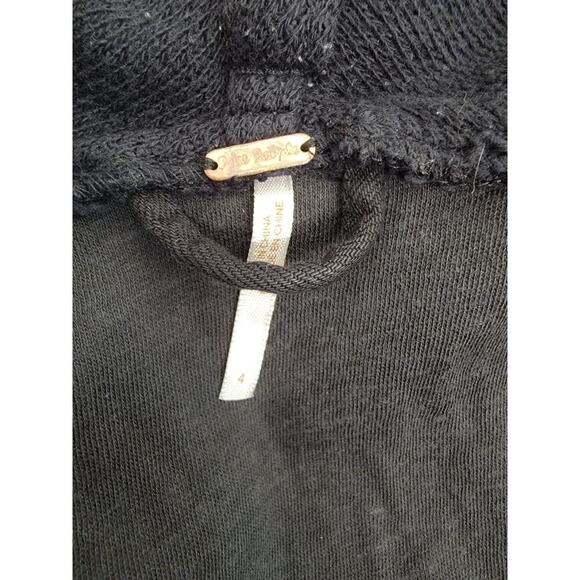 Free People Drape Front Moto Waxed Biker Jacket Womens Size 4 Black OB418010 - Picture 11 of 15